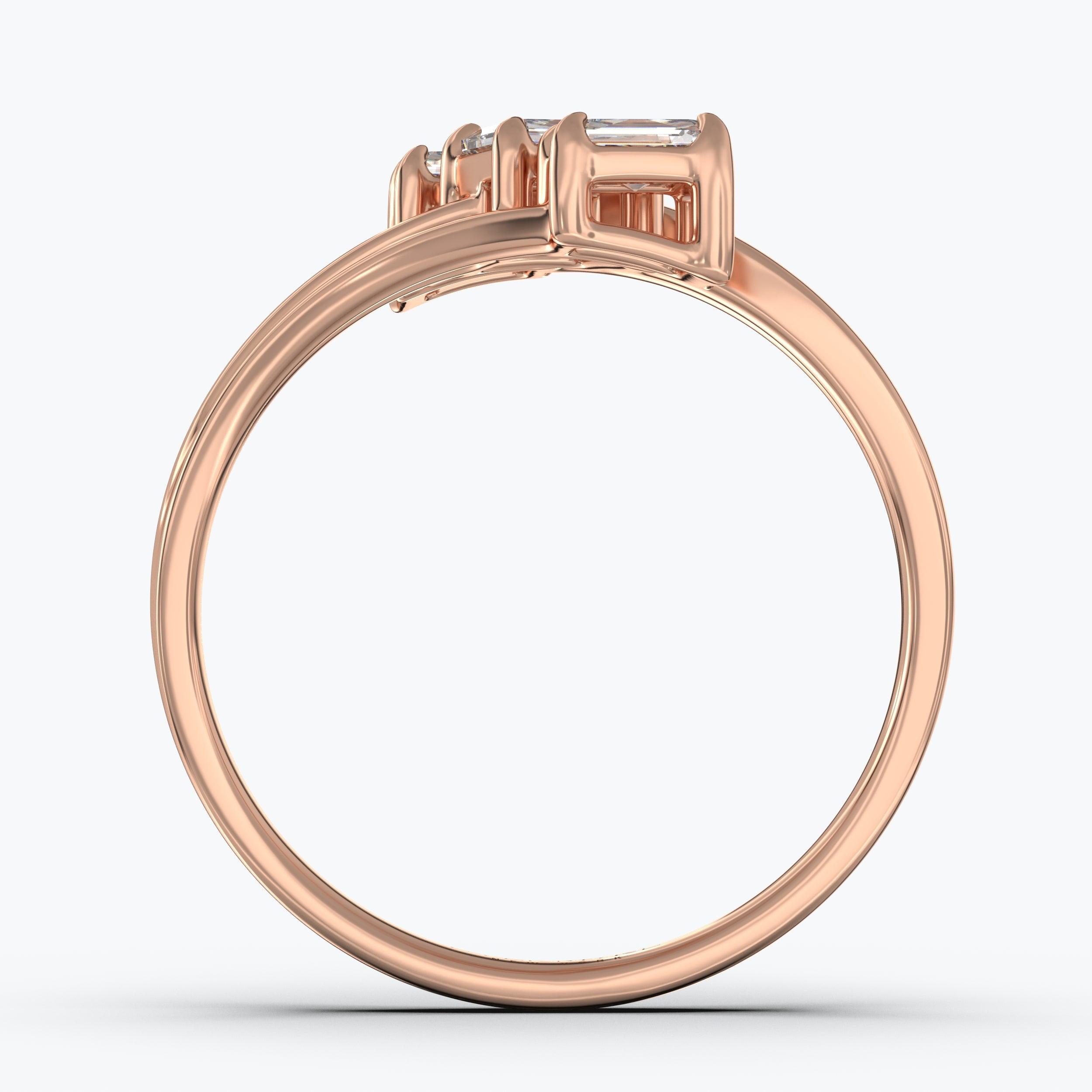 The Triune Emerald Cut - Rose Gold / 0.5 ct - Evermore Diamonds