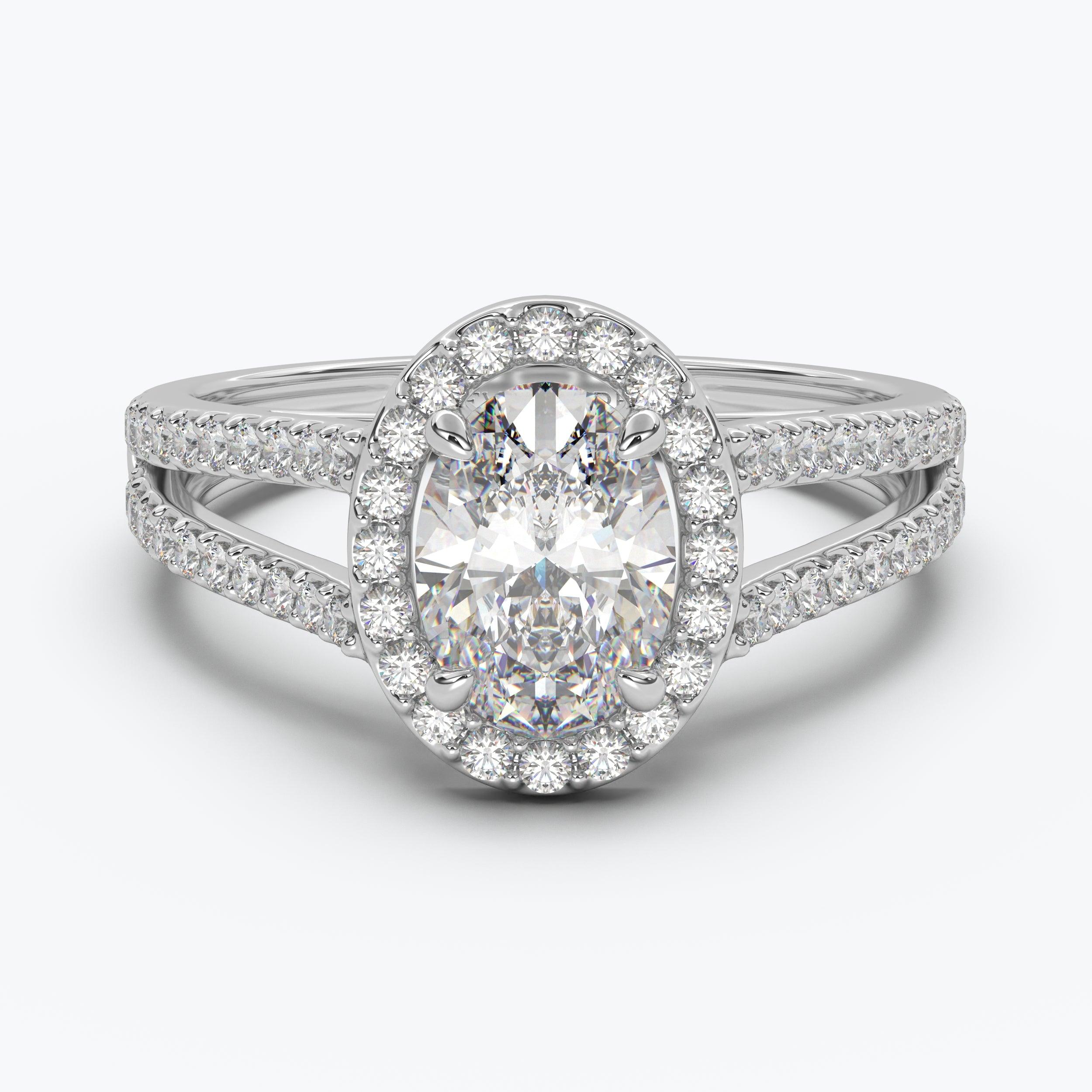 The Volte Oval Cut Halo - White Gold / 0.5 ct - Evermore Diamonds