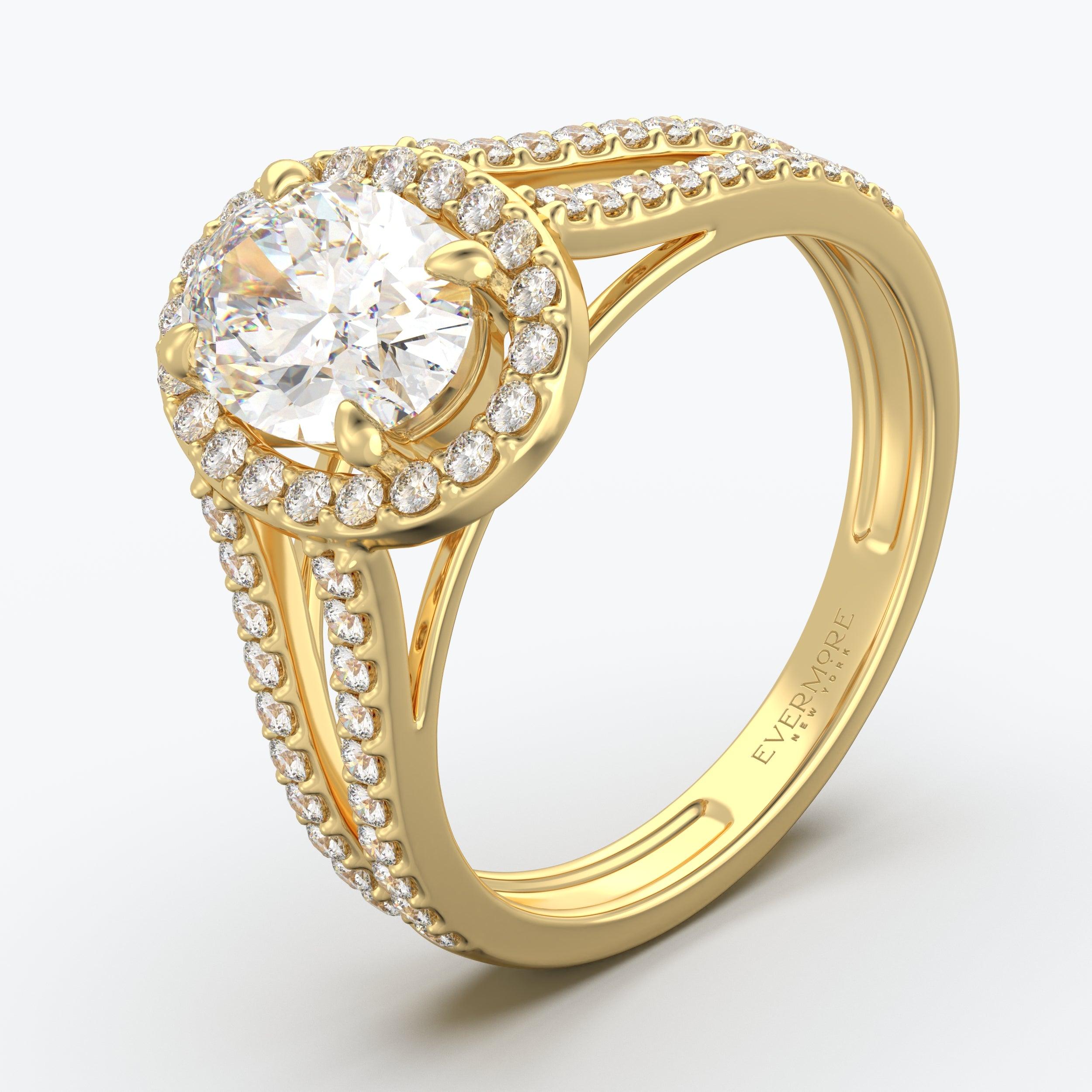 The Volte Oval Cut Halo - Yellow Gold / 0.5 ct - Evermore Diamonds
